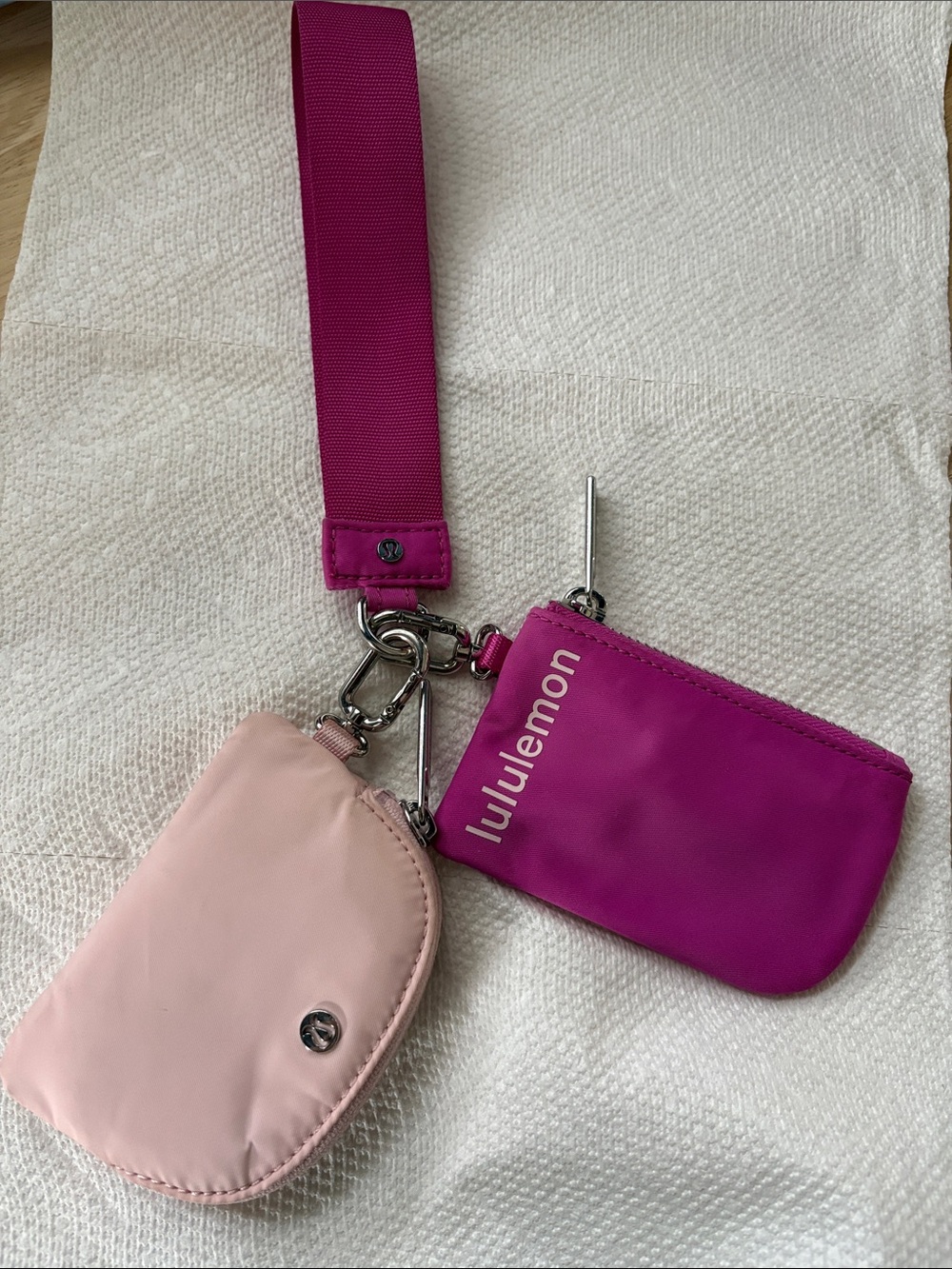lululemon athletica Pink & Fuchsia Dual Zip Card Holders with Wrist Strap